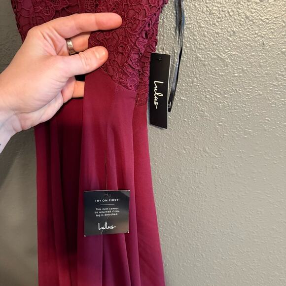 Lulu's NWT Madalyn Burgundy Lace Maxi Dress Size S - Picture 7 of 11